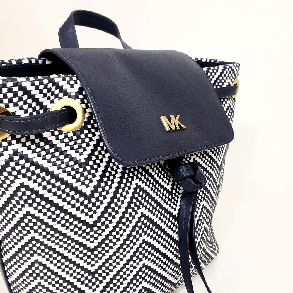 Michael Kors Junie Medium Woven Leather Backpack